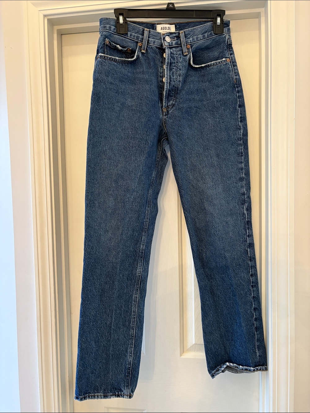Agolde vintage straight high-rise jeans in blue denim size 25